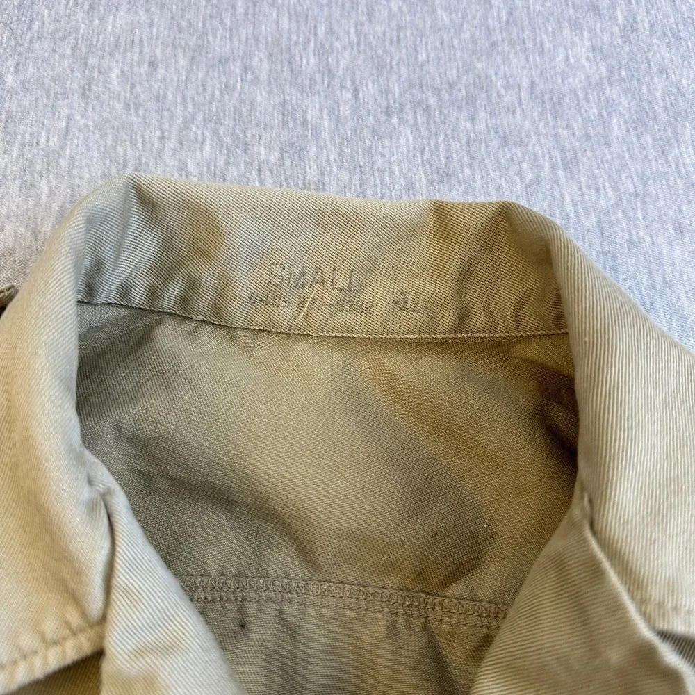 VTG US ARMY Khaki Uniform Short Sleeve Tan Shirt - Sz Small - See Pics